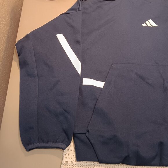 adidas women's Z.N.E. stripe lines funnel neck navy hoodie sz S - NWT Sample - Picture 5 of 14